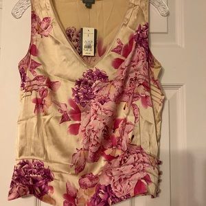 NWT Ann Taylor pink floral silk top